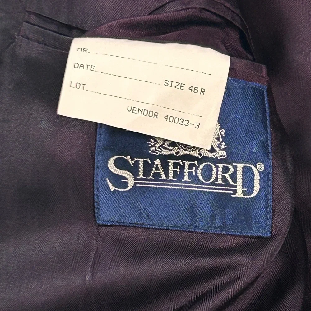 Stafford Mens‎ 46R Blazer 100% Camel Hair Black Two Button Sport Coat